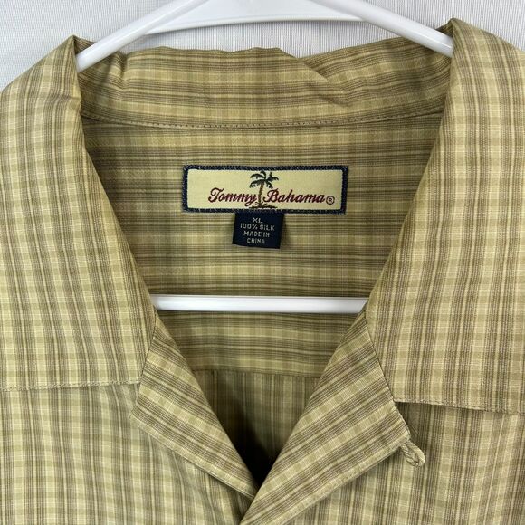 Tommy Bahama Brown Plaid 100% Silk Button Up Shirt Size XL - Picture 4 of 4
